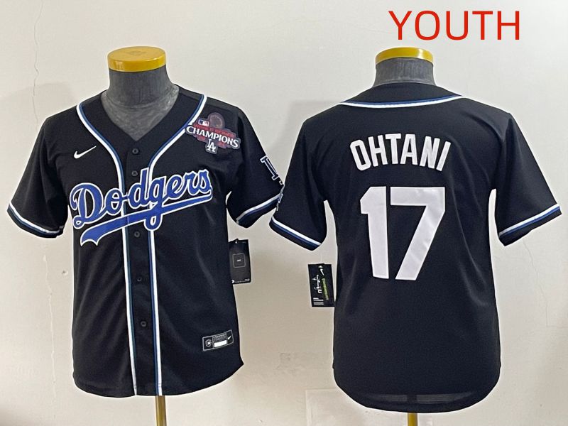 Youth 2025 Los Angeles Dodgers #17 Ohtani Black Three generations Fashion Nike MLB Jersey style 8